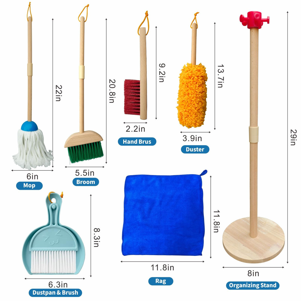 PetGlobal Kids Cleaning Set wooden duster with burr-free edges for gentle play.