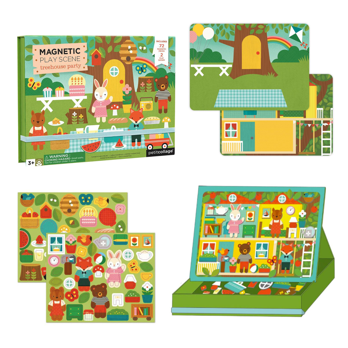 Petit Collage Animal Friends magnetic scene in an easel box for creative play