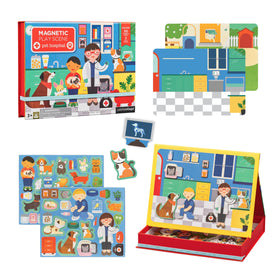 Petit Collage Mag Play Scene Pet Hospital Chihuahua checkup encourages imaginative vet play