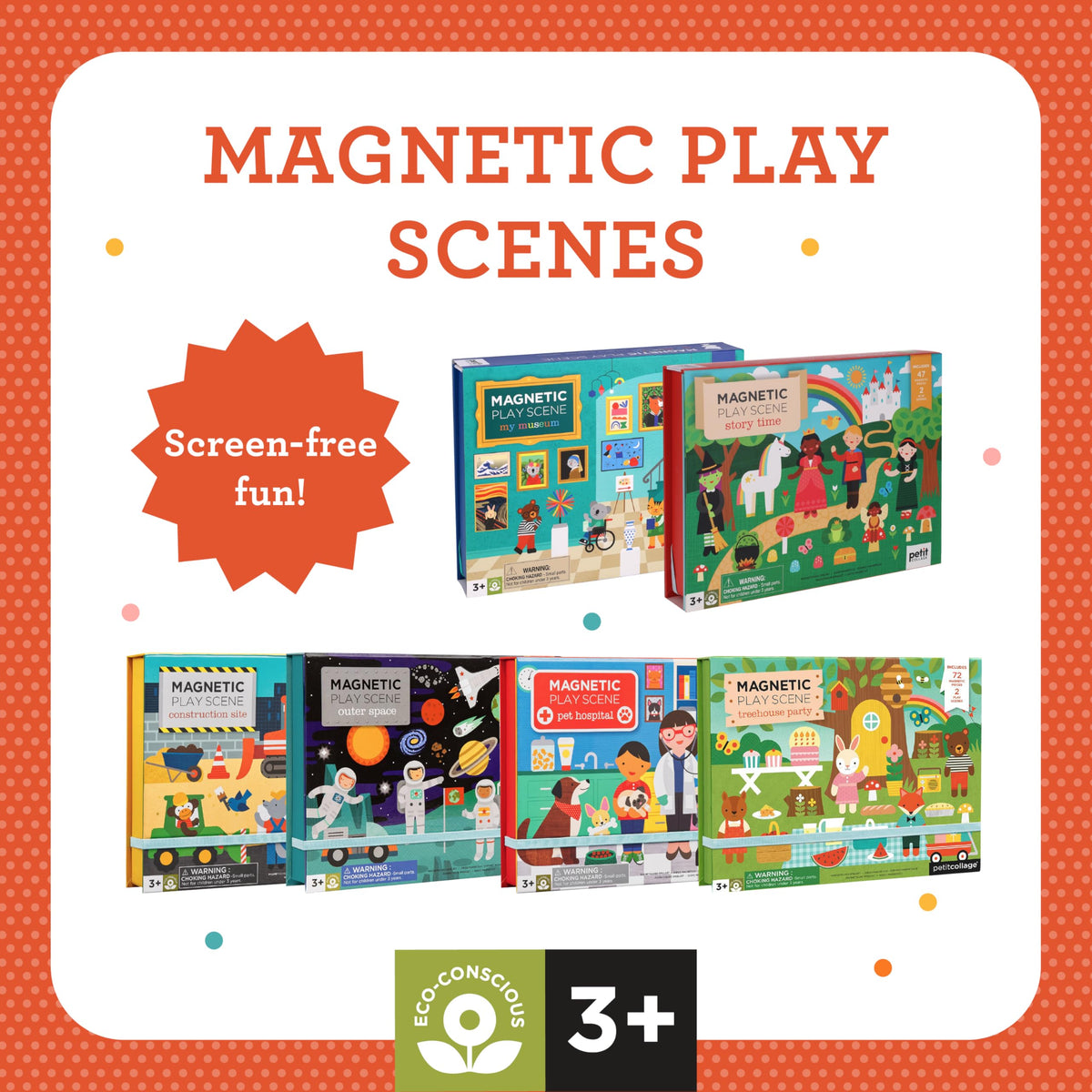Petit Collage Mag Play Scene Pet Hospital Magnetic pieces help organize playtime