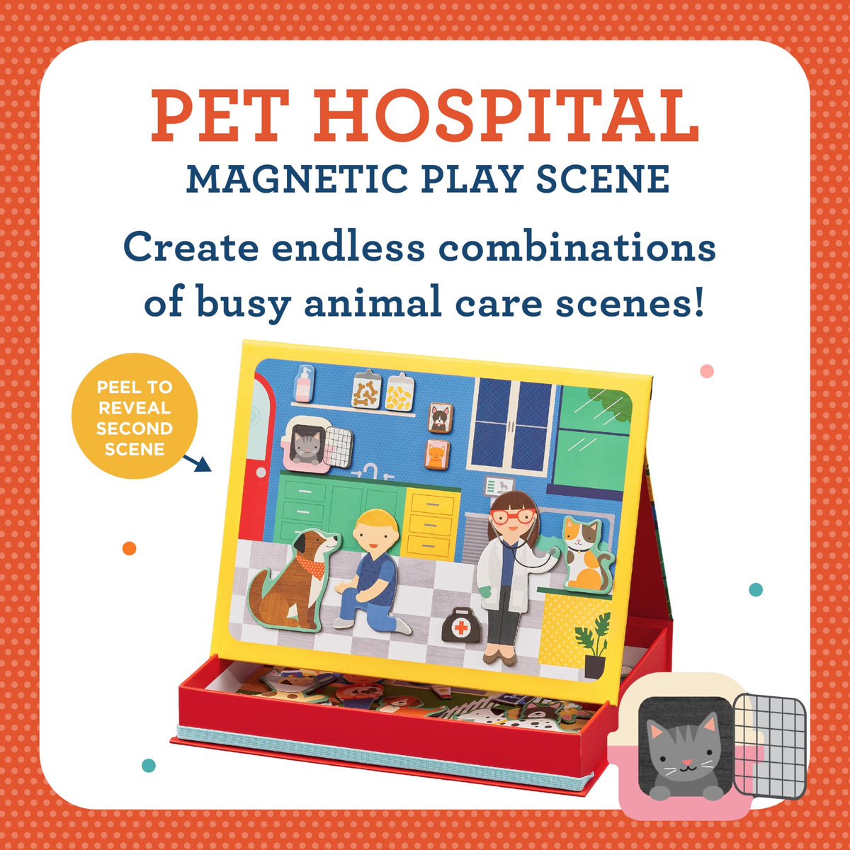Petit Collage Mag Play Scene Pet Hospital Vet tools spark creative medical role play
