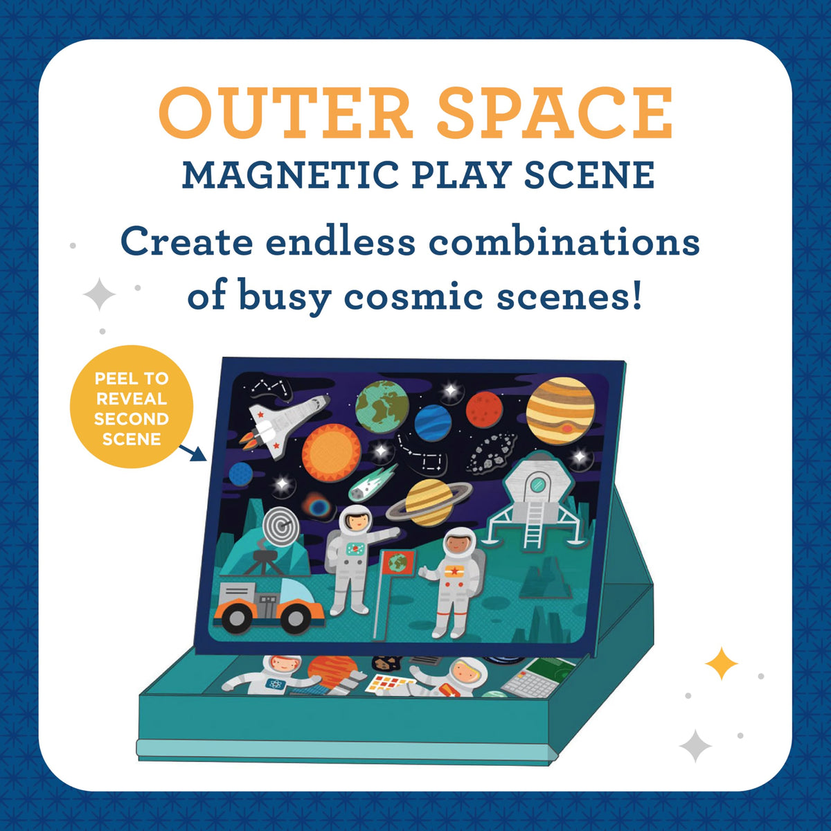 Petit Collage magnetic astronauts ready for travel-friendly play anywhere.