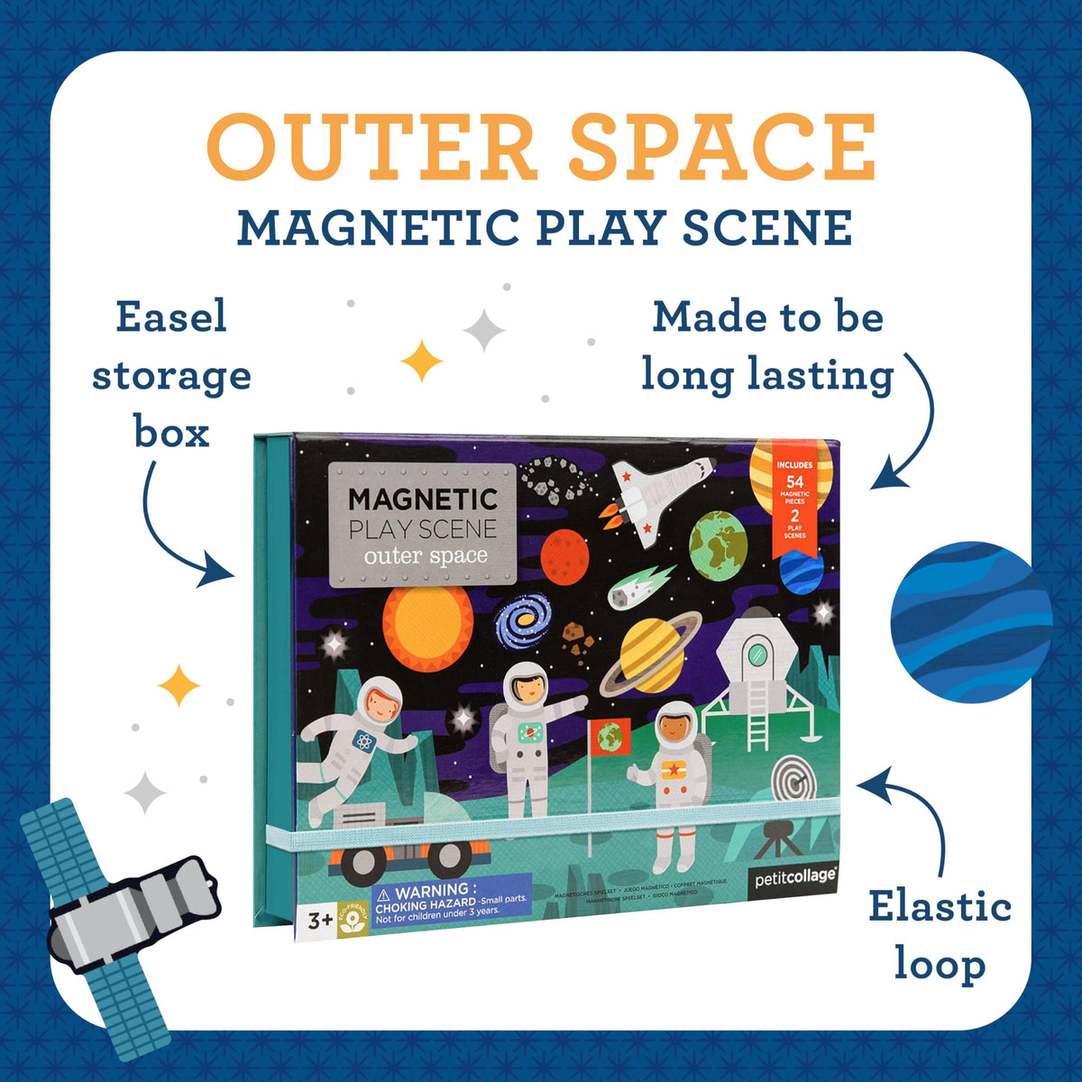 Petit Collage planet magnet piece adds colorful, educational exploration.
