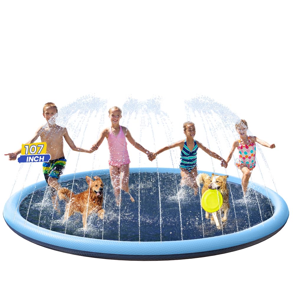 PETOCAT Splash Pad 107-inch non-slip surface keeps dogs and kids safe.