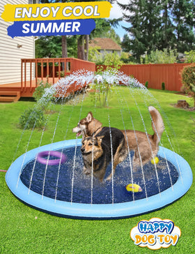 PETOCAT Splash Pad shows dogs and kids enjoying refreshing backyard water play.