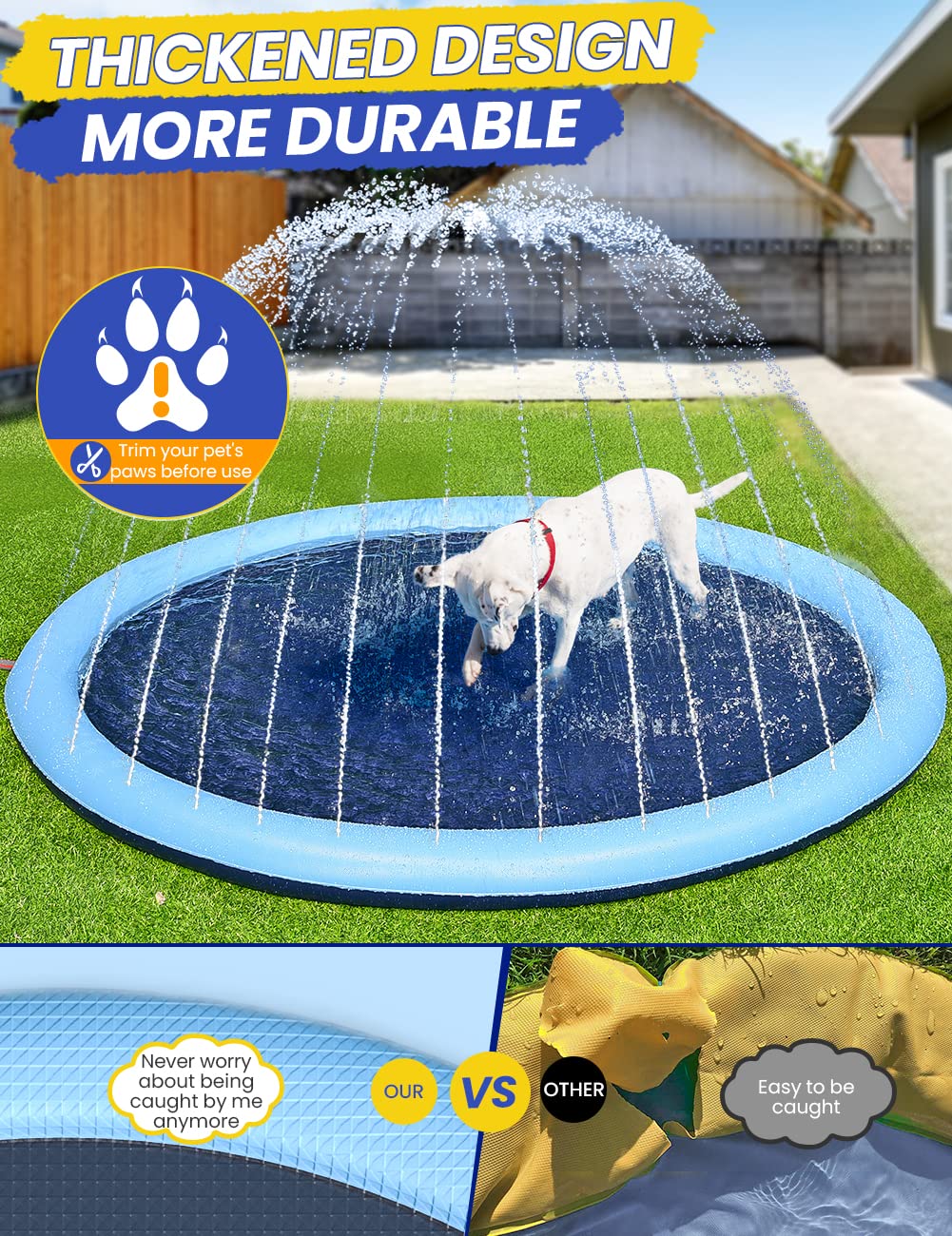 PETOCAT Splash Pad easy setup and quick drainage after play.