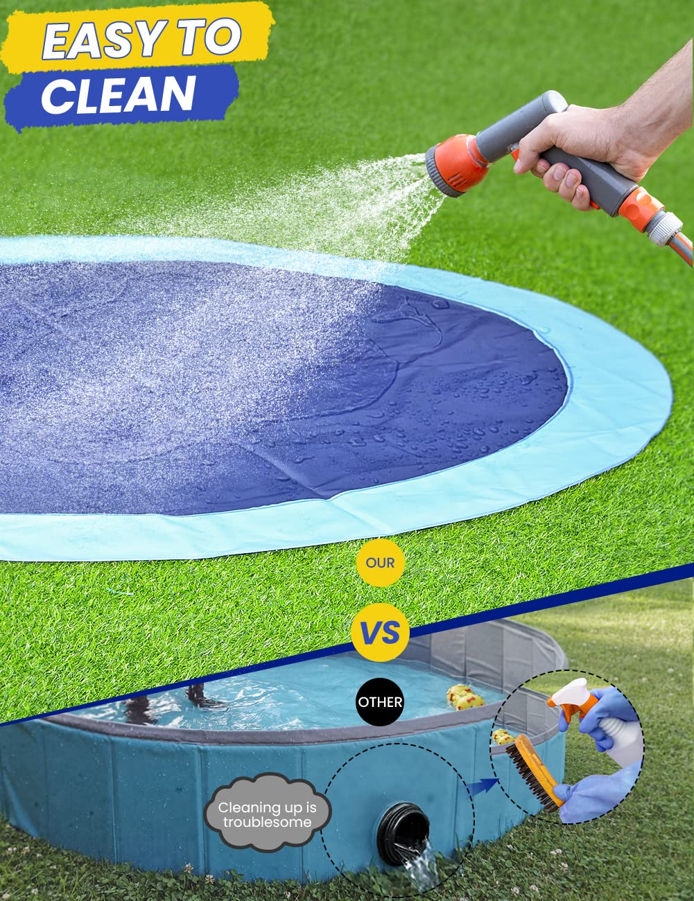 PETOCAT Splash Pad non-slip texture reduces slips during water play.