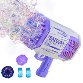 Petrella Bubble Gun 69-holes creates a dense bubble rain for outdoors.