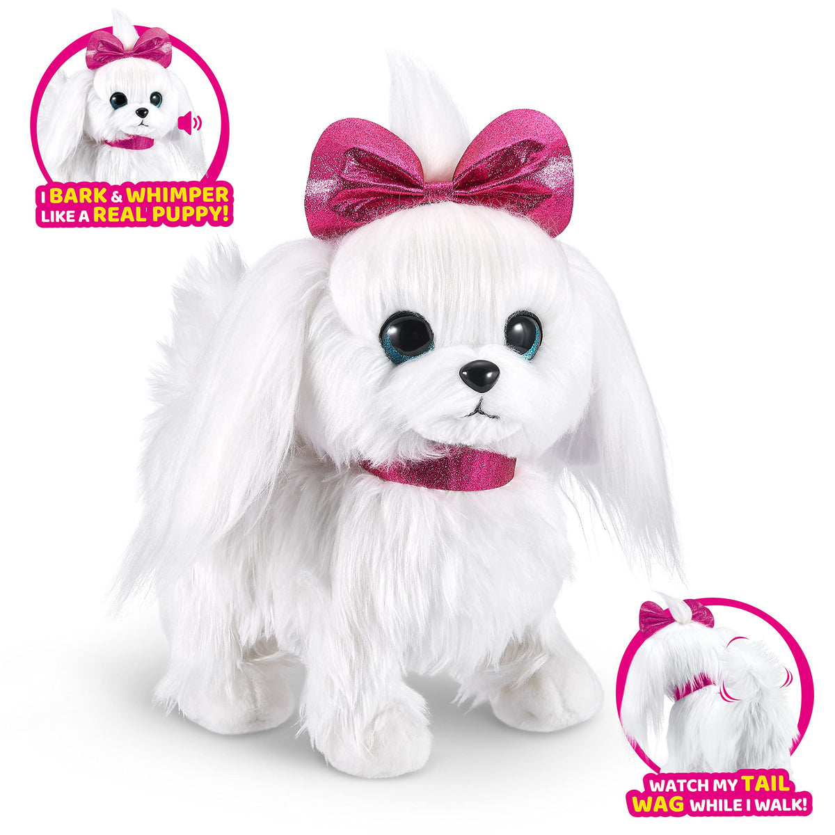 Pets Alive Lil' Paw Paw pink bow collar adds playful style.