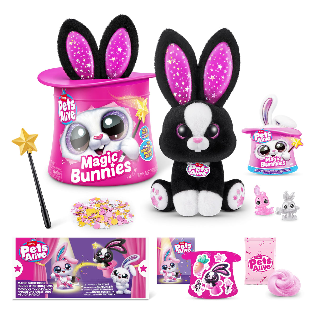 Pets Alive Magic Bunnies Sootie lights up when the wand is waved, creating a playful moment