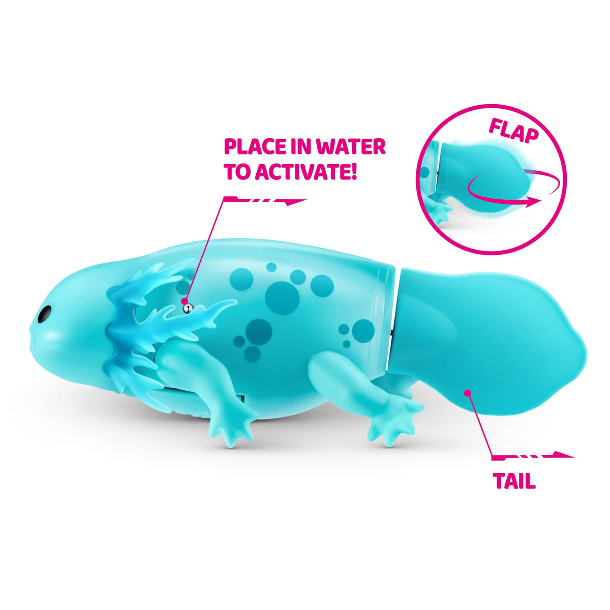 Pets Alive Robo Axolotl teal swims in water with smooth motion