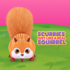 Pets Alive Scurry'n Squirrel pink brown cuddly snuggle pose for comfort.
