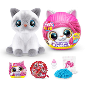 Pets Alive Smitten Kittens Surprise unboxing reveals five surprises for hands-on play.