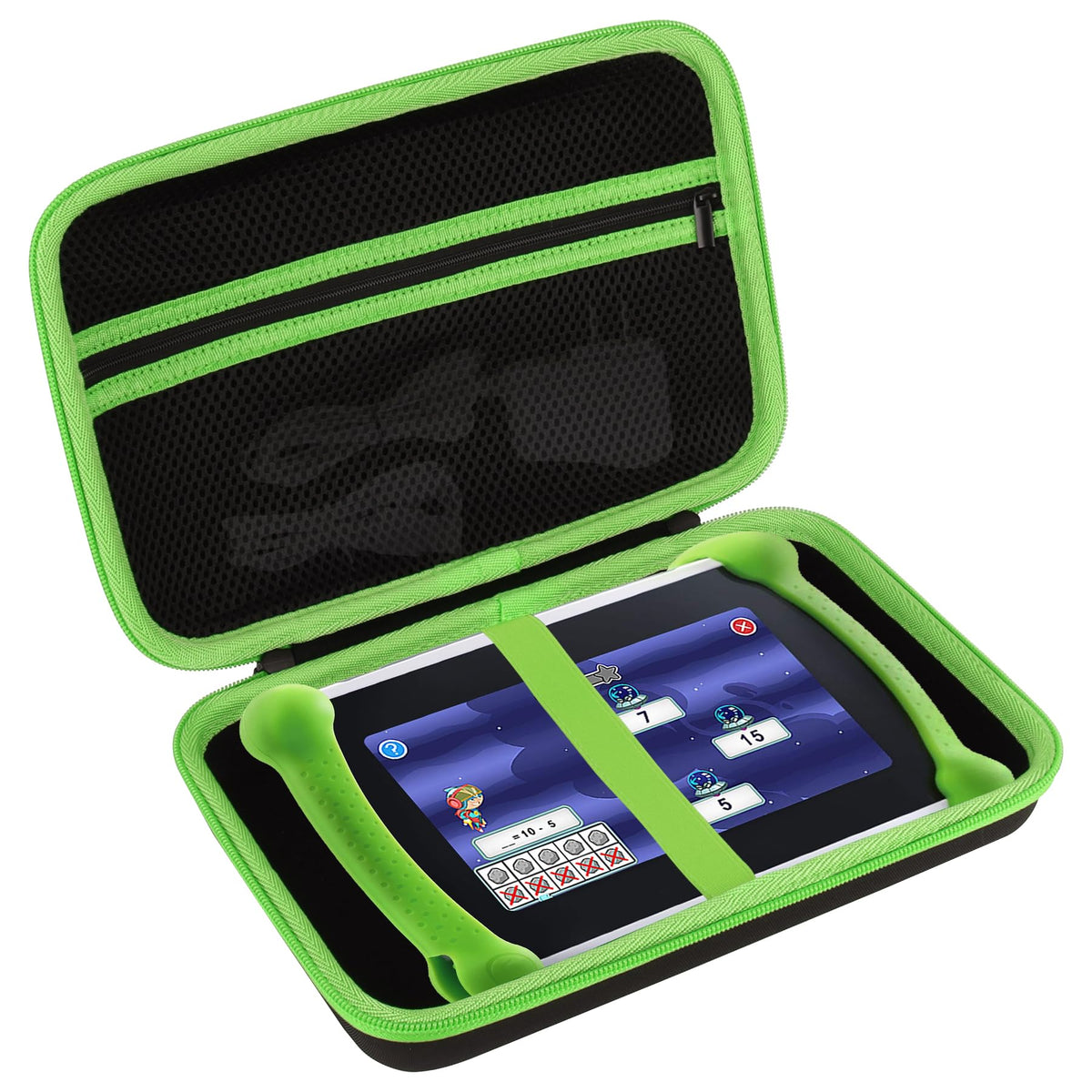 Peyyargo Leappad storage case in black-green, closed for protection on the go