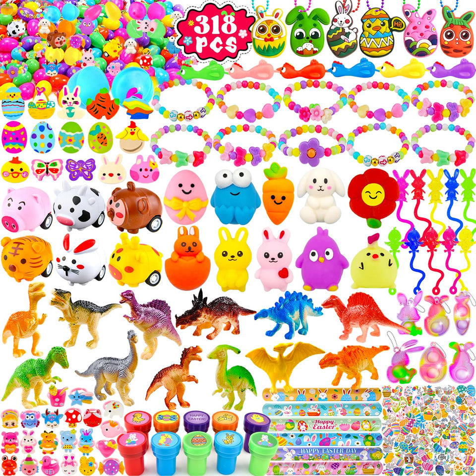 Phaorui 318pcs Easter egg set with toy inside offers kid-friendly surprises.