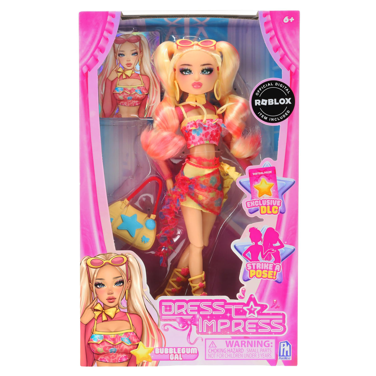 PhatMojo Bubblegum Gal doll front view for imaginative styling and poses