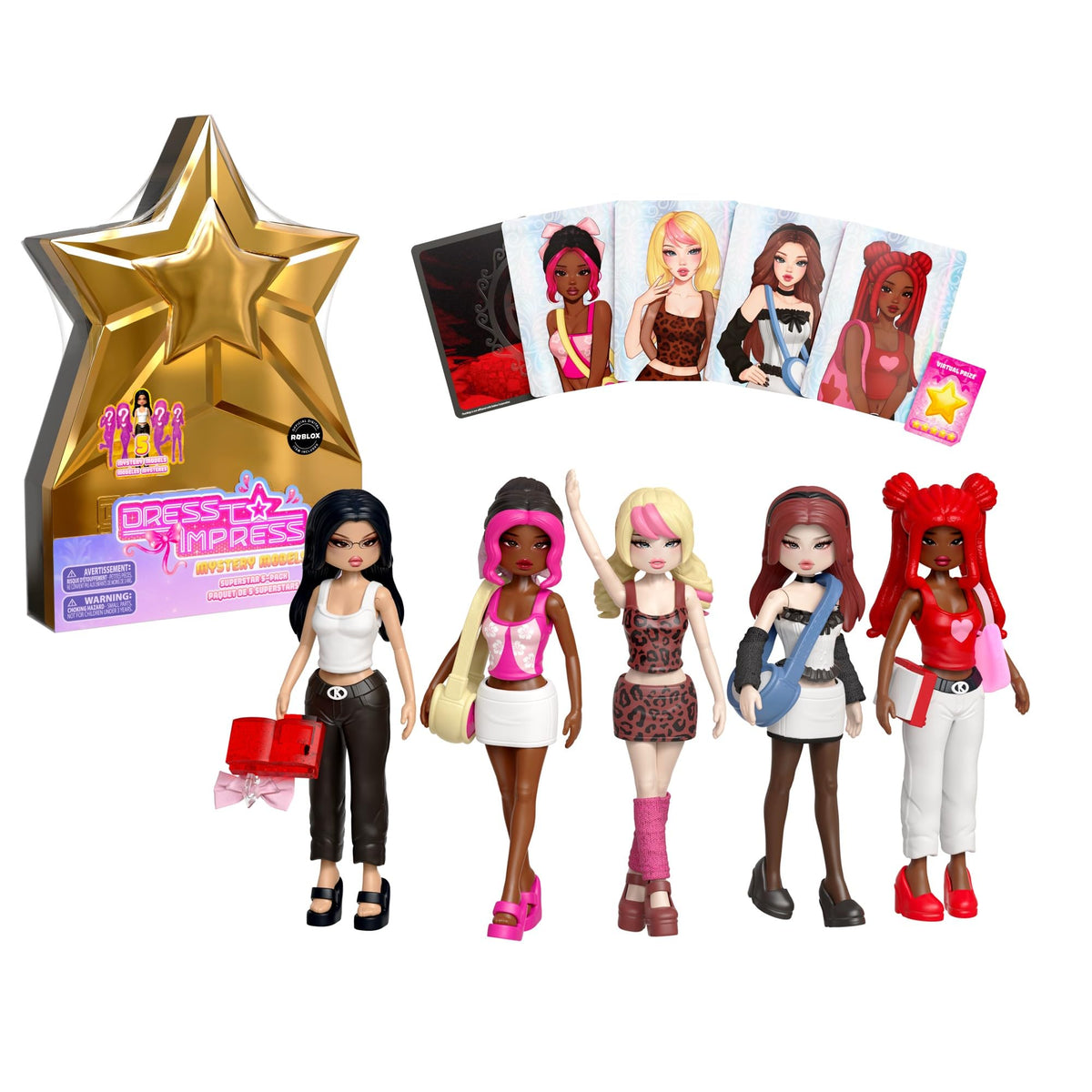 PhatMojo Dress to Impress Mystery Models dolls in a 4-inch poseable display set