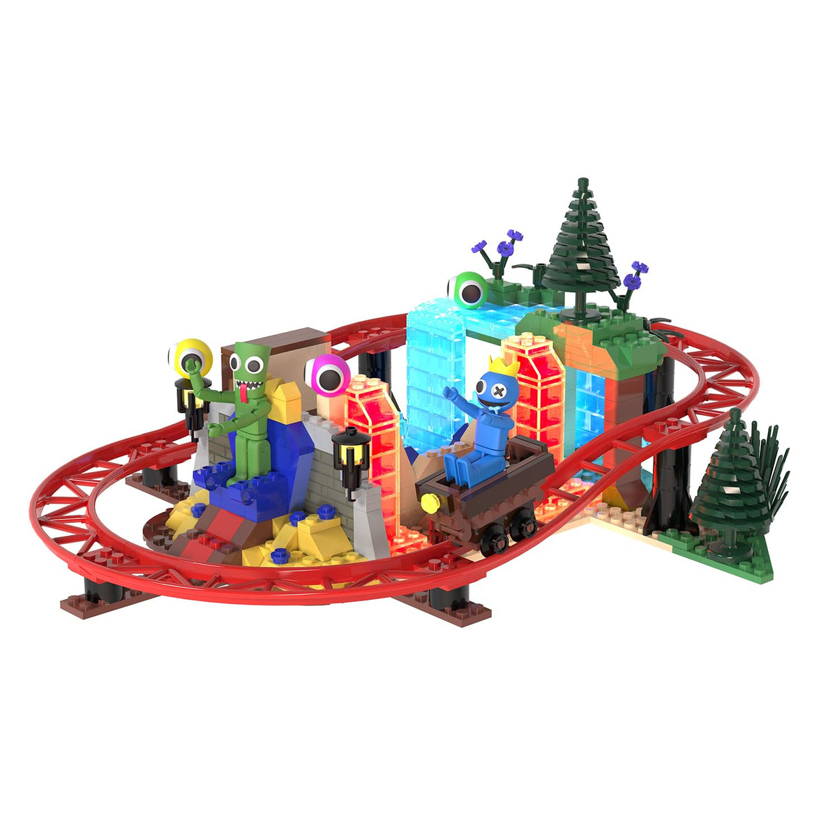 PhatMojo Rainbow Friends Deluxe Buildable Set – Blue Throne scene encourages storytelling and assembly fun
