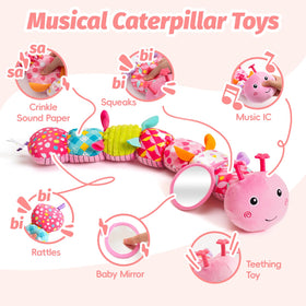 PHEZAPA Caterpillar Toy mirrored surface to encourage visual tracking.