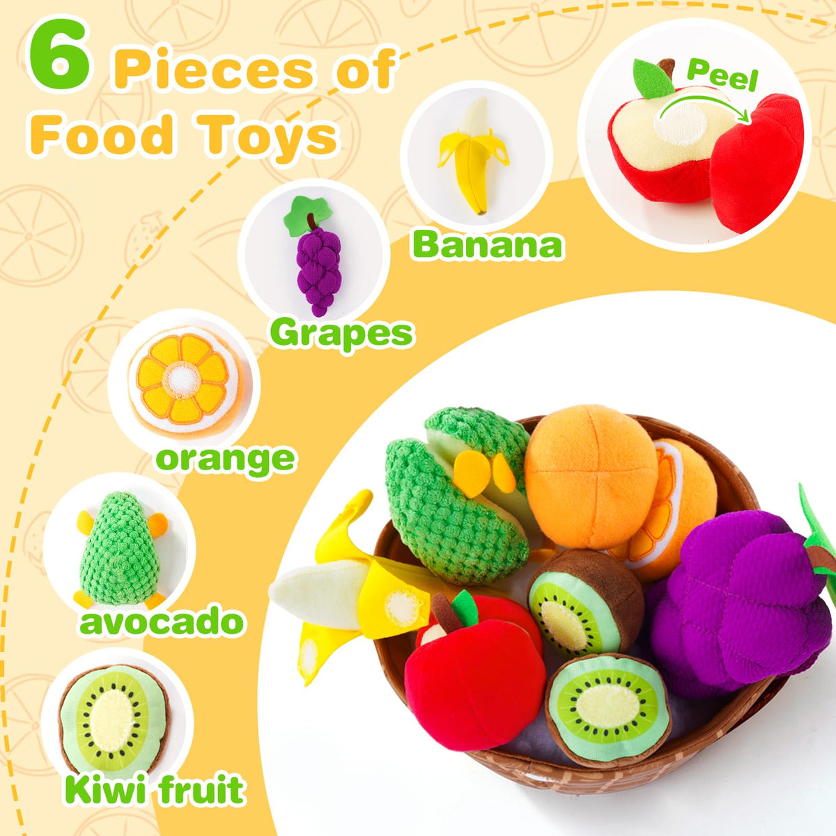 PHEZAPA machine-washable plush fruits simplify cleaning after playtime sessions.