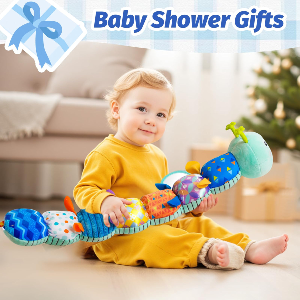 PHEZAPA sensory textures caterpillar blue toy boosts curiosity and fine motor skills.