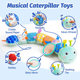 PHEZAPA soft plush blue caterpillar provides gentle cuddling and comfort.