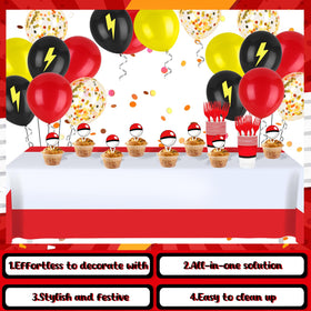 Phiemate cartoon dessert plates provide bold color contrasts for treats.
