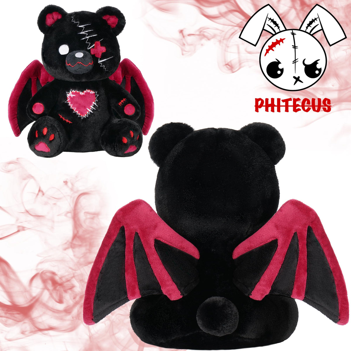 PHITECUS Emo Gothic Bear patch details highlight quirky charm.