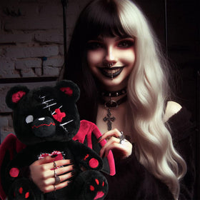 PHITECUS Emo Gothic Bear's ultra-soft plush material feels cozy to touch.