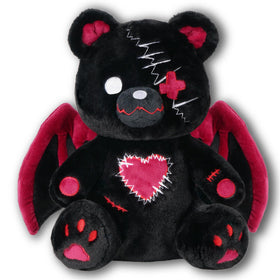 PHITECUS Emo Gothic Bear with Wings close-up shows stitched heart detail for comforting companionship.