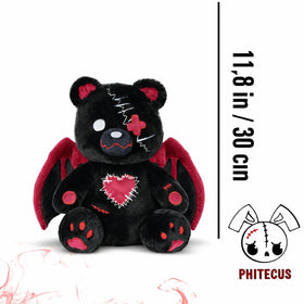 PHITECUS Emo Gothic Bear with Wings full view reveals soft plush and wing accents.