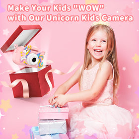 PHNIXGAM Pink Unicorn Kids Camera gift packaging suitable for birthdays