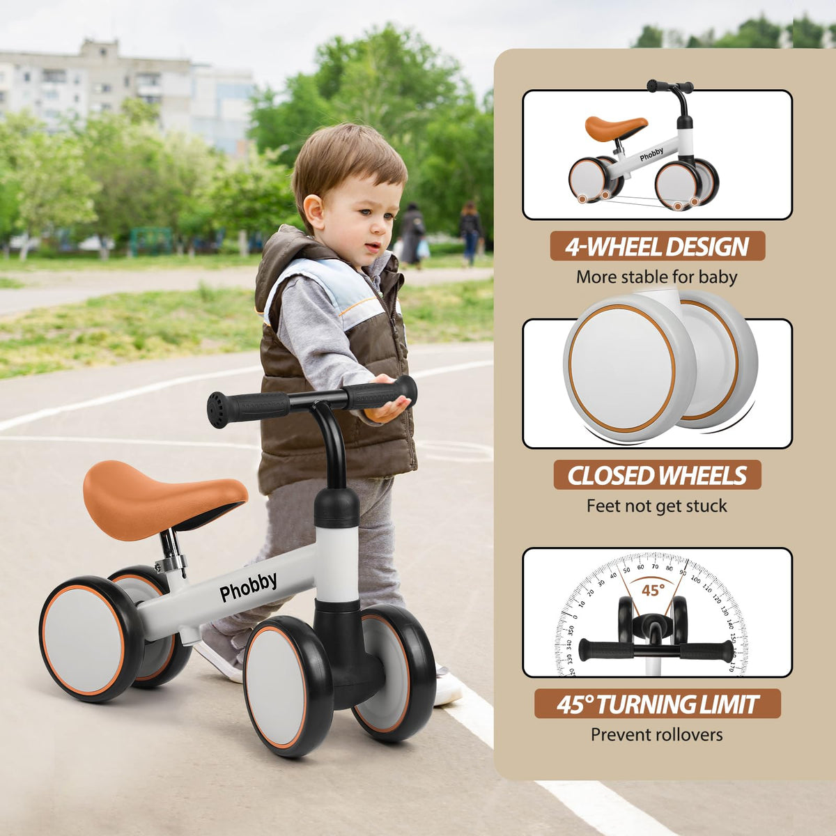 Phobby Baby Balance Bike seat height adjustment demonstrates growing comfort