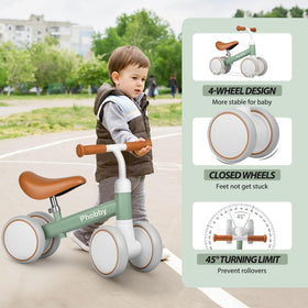 Phobby Baby Balance Bike seat shows adjustable soft PU for growing kids.