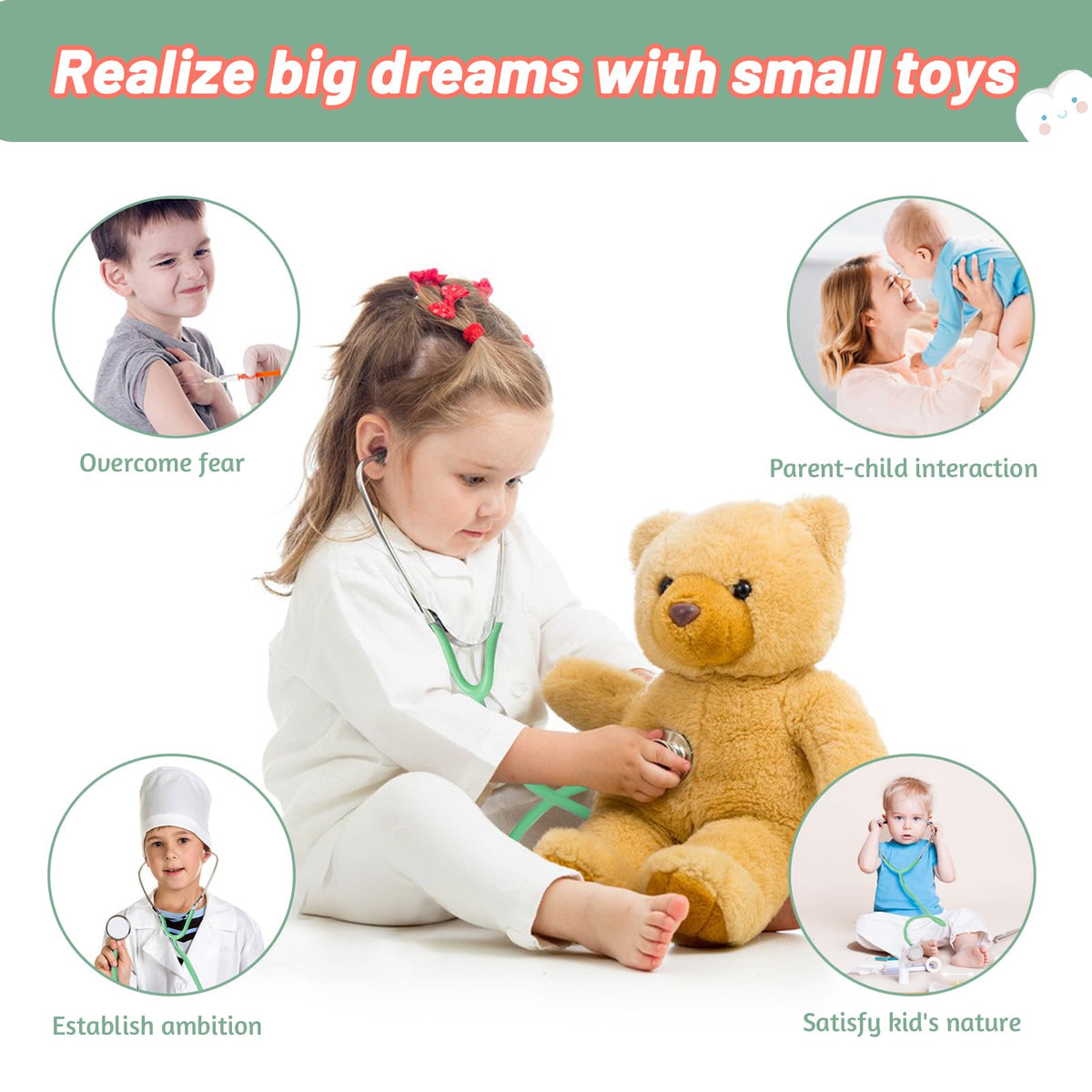 Phobby Durable Doctor Kit doctor coat for immersive dress-up and confidence-building play.
