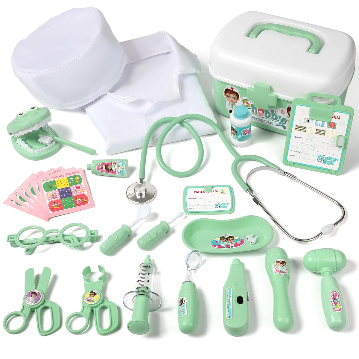 Phobby Durable Doctor Kit real stethoscope for authentic pretend play and heartbeat sounds.