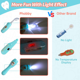 Phobby pretend teeth and dentist tools encourage brushing and dental care awareness