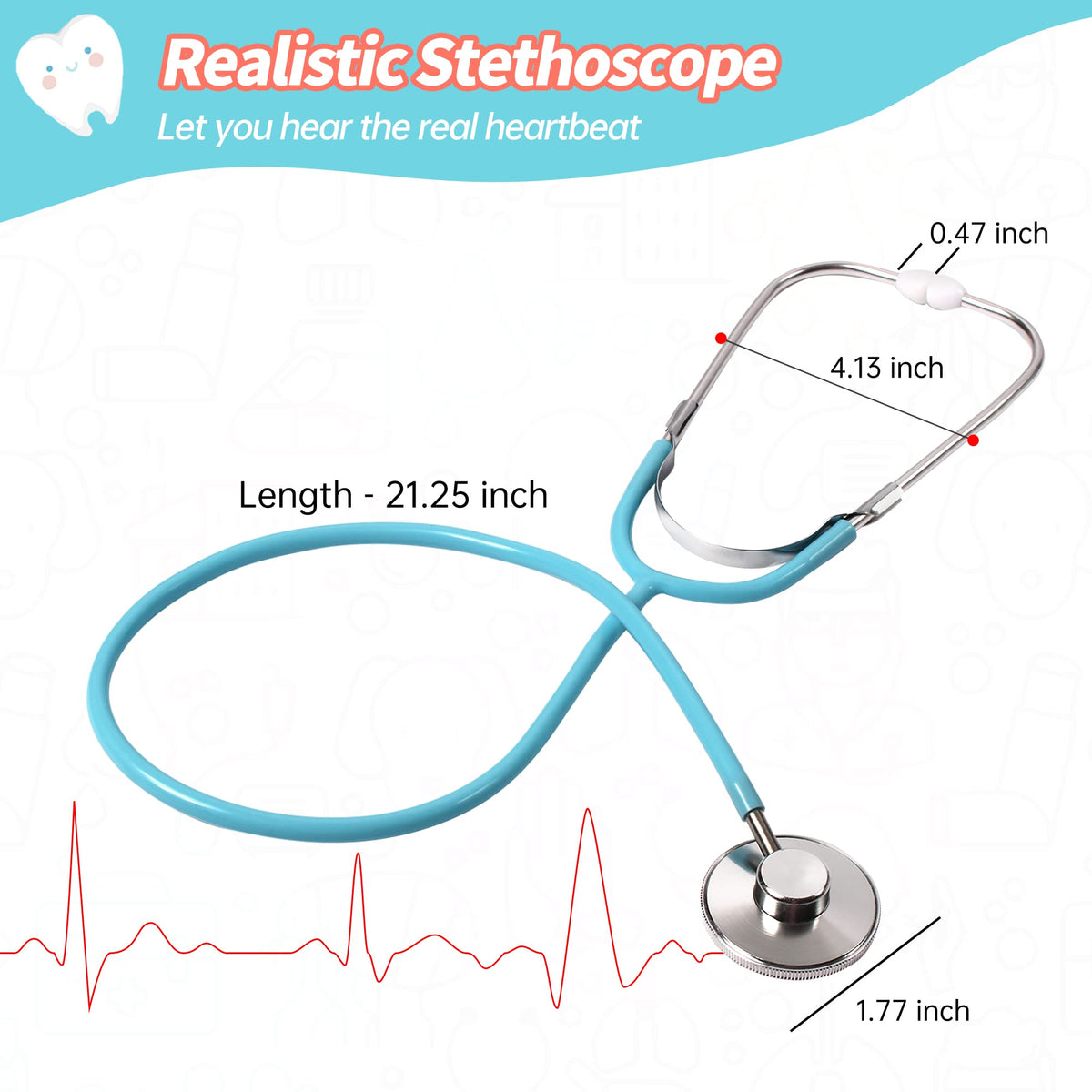 Phobby real stethoscope allows kids to hear a heartbeat during pretend checkups