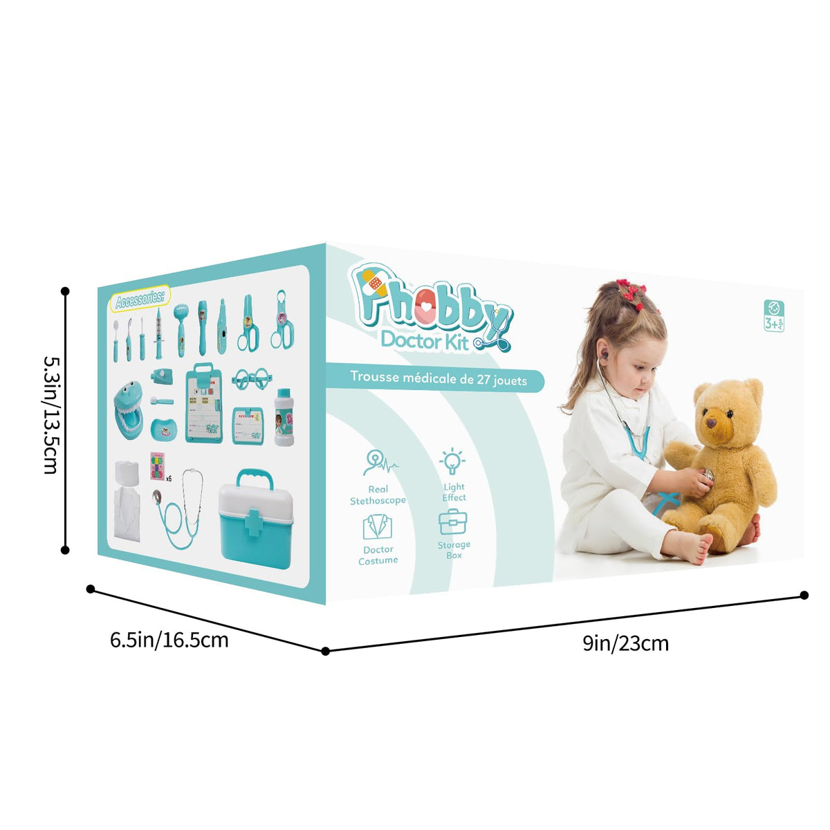 Phobby upgraded stethoscope for kids enhances realistic pretend play