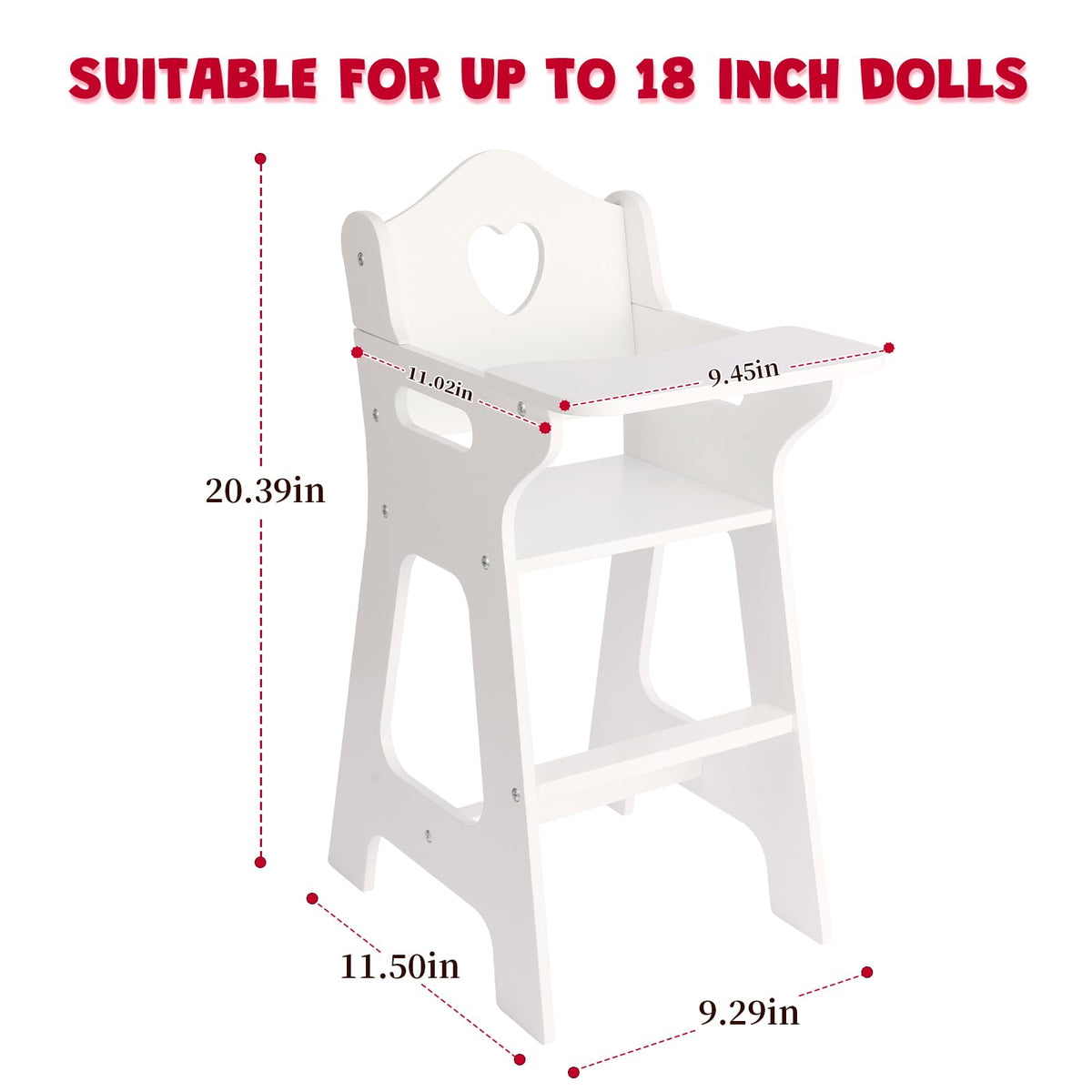 PHOKID doll high chair footrest supports pretend feeding