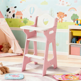PHOKID doll high chair built-in footrest supports doll comfort during meals.