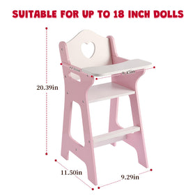 PHOKID doll high chair features a removable tray for easy pretend meals.