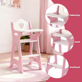 PHOKID doll high chair has a smooth pink surface that cleans easily with a damp cloth.