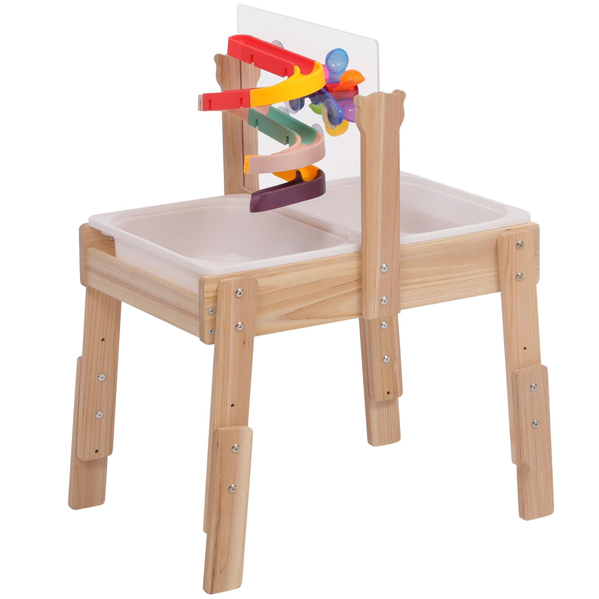 PHOKID wooden sensory table with dino dig insert for imaginative play