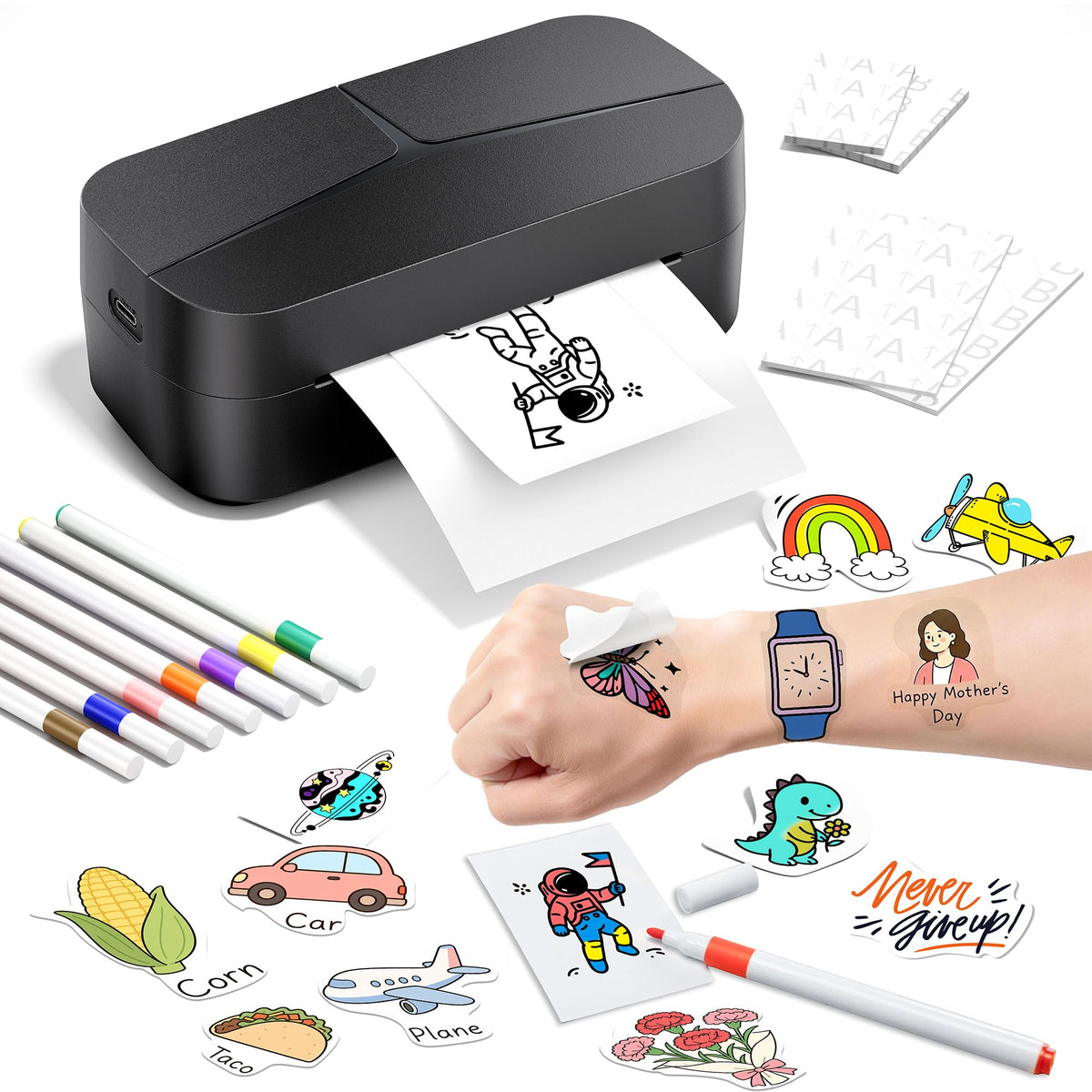 Phomemo TK32 kit contents showing a complete tattoo-making set for quick DIY designs