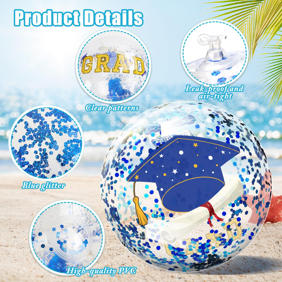 Phoncoo durable PVC graduation ball resists wear during summer fun.