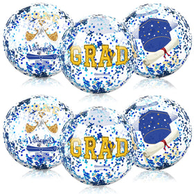 Phoncoo graduation beach ball with blue glitter for vibrant pool party decor.