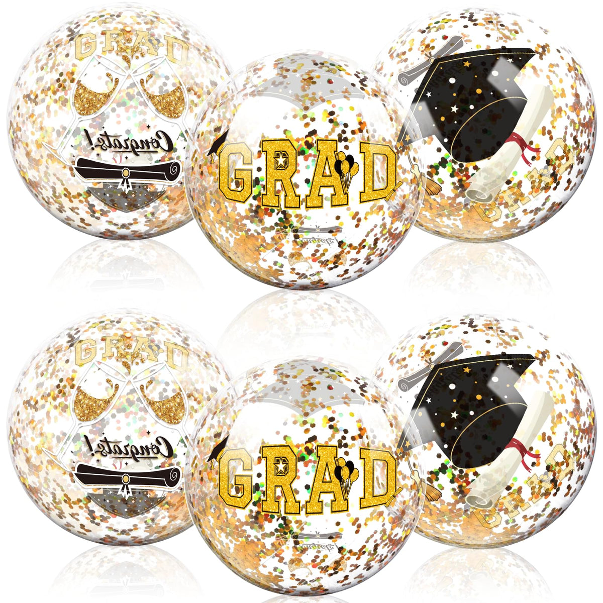 Phoncoo graduation beach ball 16-inch glitter close-up for festive pool party ambiance.