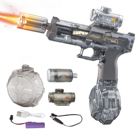 PhotonSplash electric water gun with front-lit emitter for night play