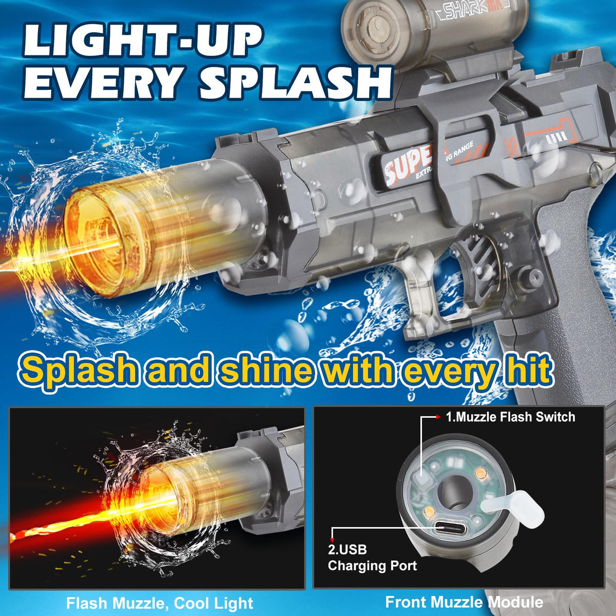 PhotonSplash water gun showing ergonomic grip for precise handling